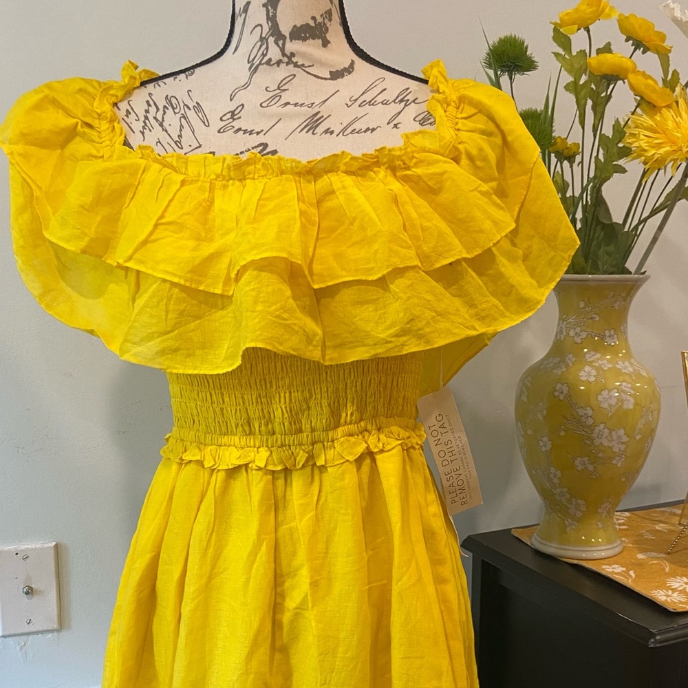 NWT HAPPY X NATURE Kate Hudson off the shoulder Dress sz.small(L-Junior) - Picture 5 of 9
